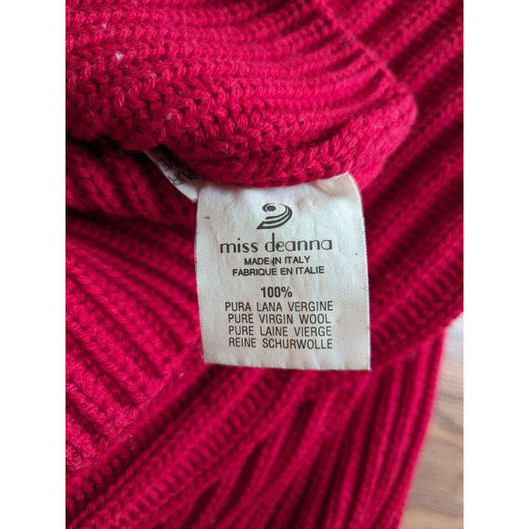 Bergdorf Goodman Sweater Women's M Red CHUNKY Wool Oversized Cable Knit B3 - Picture 9 of 11